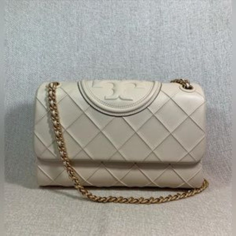 Tory Burch Soft Fleming New Cream Shoulder Bag